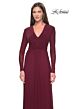 La Femme 30048 Sheer Long Sleeve V-Neck Dress
