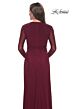La Femme 30048 Sheer Long Sleeve V-Neck Dress