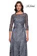 La Femme 30060 Three-Quarter Sleeve A-Line Lace Dress