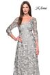La Femme 30062 Illusion Three-Quarter Sleeve Lace Dress
