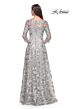 La Femme 30062 Illusion Three-Quarter Sleeve Lace Dress