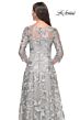 La Femme 30062 Illusion Three-Quarter Sleeve Lace Dress