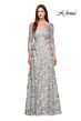 La Femme 30062 Illusion Three-Quarter Sleeve Lace Dress