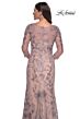 La Femme 30130 Illusion Sleeve Fit-And-Flare Lace Dress