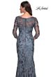 La Femme 30130 Illusion Sleeve Fit-And-Flare Lace Dress