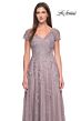 La Femme 30168 Short Sleeve A-Line Lace Dress