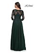 La Femme 30398 Illusion Three-Quarter Sleeve V-Neck Dress
