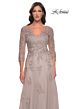 La Femme 30398 Illusion Three-Quarter Sleeve V-Neck Dress