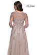 La Femme 30398 Illusion Three-Quarter Sleeve V-Neck Dress