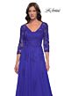 La Femme 30398 Illusion Three-Quarter Sleeve V-Neck Dress