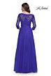 La Femme 30398 Illusion Three-Quarter Sleeve V-Neck Dress