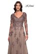 La Femme 30795 Long Sleeve Scallop V-Neck Dress