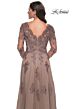 La Femme 30795 Long Sleeve Scallop V-Neck Dress