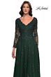 La Femme 30795 Long Sleeve Scallop V-Neck Dress