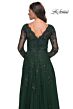 La Femme 30795 Long Sleeve Scallop V-Neck Dress