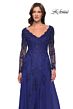 La Femme 30795 Long Sleeve Scallop V-Neck Dress