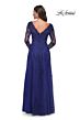 La Femme 30795 Long Sleeve Scallop V-Neck Dress