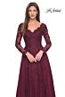 La Femme 30795 Long Sleeve Scallop V-Neck Dress