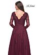 La Femme 30795 Long Sleeve Scallop V-Neck Dress
