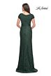 La Femme 30797 Ruched Lace V-Neck Dress