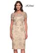 La Femme 30801 Bateau Neck Sheer Sleeve Dress