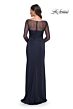 La Femme 30808 Bateau Neck Drape Satin Dress
