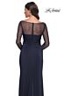 La Femme 30808 Bateau Neck Drape Satin Dress