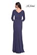 La Femme 30814 Faux-Wrap Skirt Scoop Neck Dress