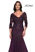 La Femme 30823 Illusion Sleeve Fit-And-Flare Dress