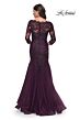 La Femme 30823 Illusion Sleeve Fit-And-Flare Dress