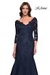 La Femme 30823 Illusion Sleeve Fit-And-Flare Dress