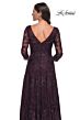 La Femme 30835 Bateau Neck A-Line Lace Dress