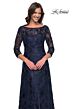 La Femme 30835 Bateau Neck A-Line Lace Dress