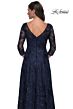La Femme 30835 Bateau Neck A-Line Lace Dress