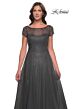 La Femme 30852 Illusion Short Sleeve A-Line Dress