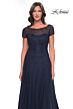 La Femme 30852 Illusion Short Sleeve A-Line Dress