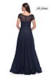 La Femme 30852 Illusion Short Sleeve A-Line Dress