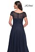 La Femme 30852 Illusion Short Sleeve A-Line Dress