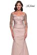 La Femme 30853 Pleated Off-The-Shoulder Sleeve Dress