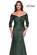 La Femme 30853 Pleated Off-The-Shoulder Sleeve Dress