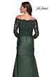 La Femme 30853 Pleated Off-The-Shoulder Sleeve Dress