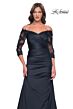 La Femme 30853 Pleated Off-The-Shoulder Sleeve Dress