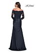La Femme 30853 Pleated Off-The-Shoulder Sleeve Dress