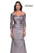 La Femme 30853 Pleated Off-The-Shoulder Sleeve Dress