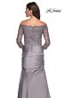 La Femme 30853 Pleated Off-The-Shoulder Sleeve Dress