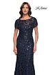 La Femme 30877 Illusion Scoop Neck Column Dress