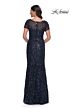 La Femme 30877 Illusion Scoop Neck Column Dress