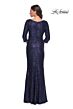 La Femme 30879 Three-Quarter Sleeve Sequin Dress