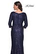 La Femme 30879 Three-Quarter Sleeve Sequin Dress