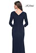 La Femme 30883 Square Neck Ruched Sides Dress